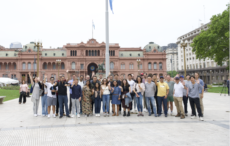 Students of London School Business at Plaza de Mayo, Buenos Aires