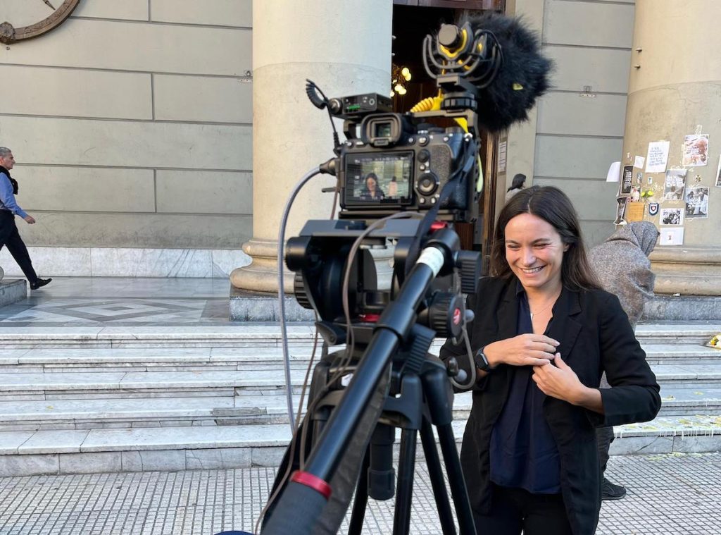 Ione Wells reporting infant of the camera