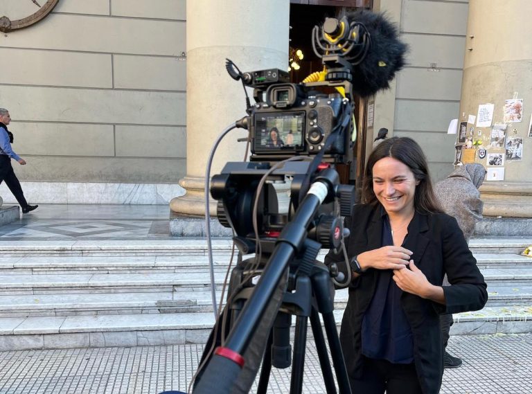 Ione Wells reporting infant of the camera